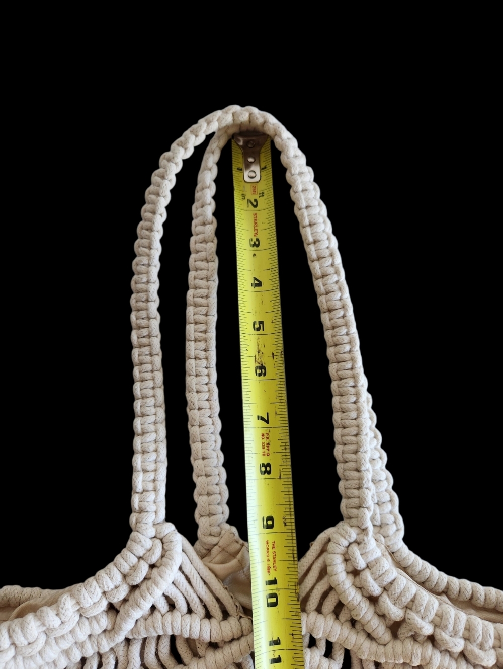 C&C California Woven Crochet Macrame Tote Cream Shoulder Bag Boho Open Weave - Picture 11 of 15